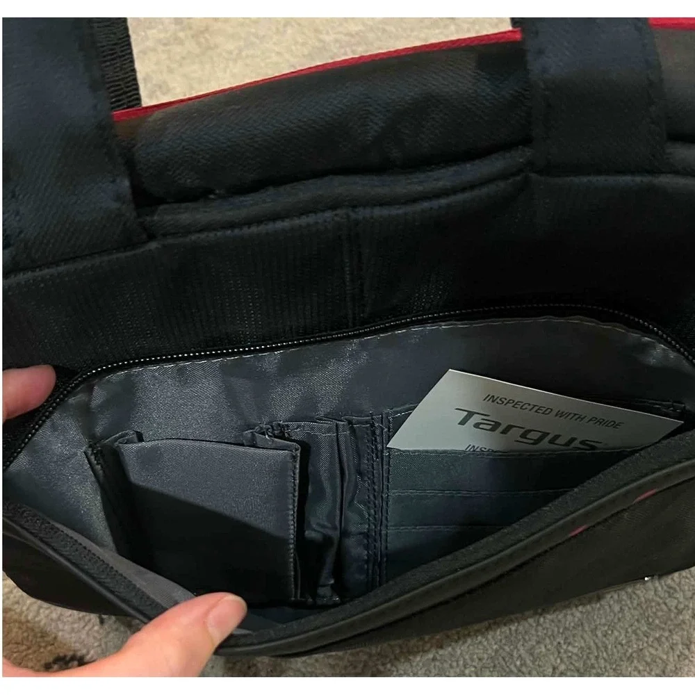 Targus for Dell Laptop Messenger Bag Black Red Padded Business Carrying Case